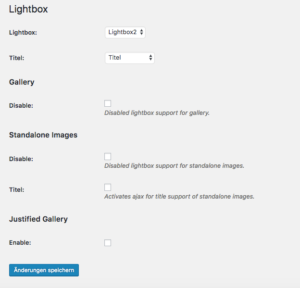 Lightbox Einstellungen